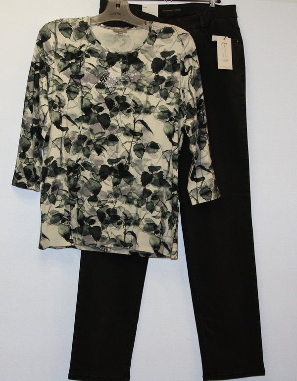 Damen  Komfort RH-Shirt 1/1 multicolor,tanne/grau/schwarz H-2022