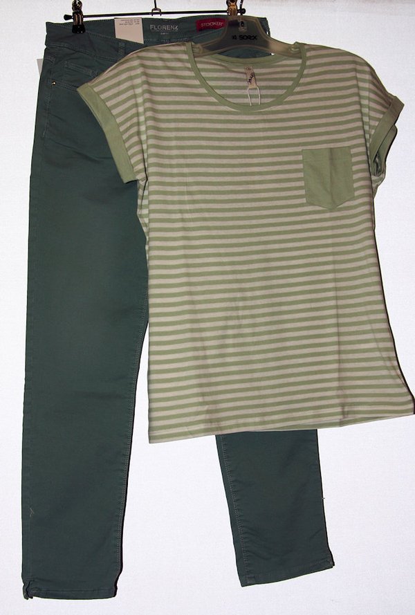 Damen  Komfort RH-Shirt 1/2 ,mit Brusttasche mauve, pistacie