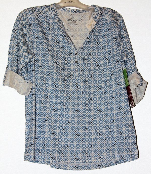 Damen  Komfort Blusen,3/4, mit Armverlängerung,multicolor,weiß/marine (Kopie) 8