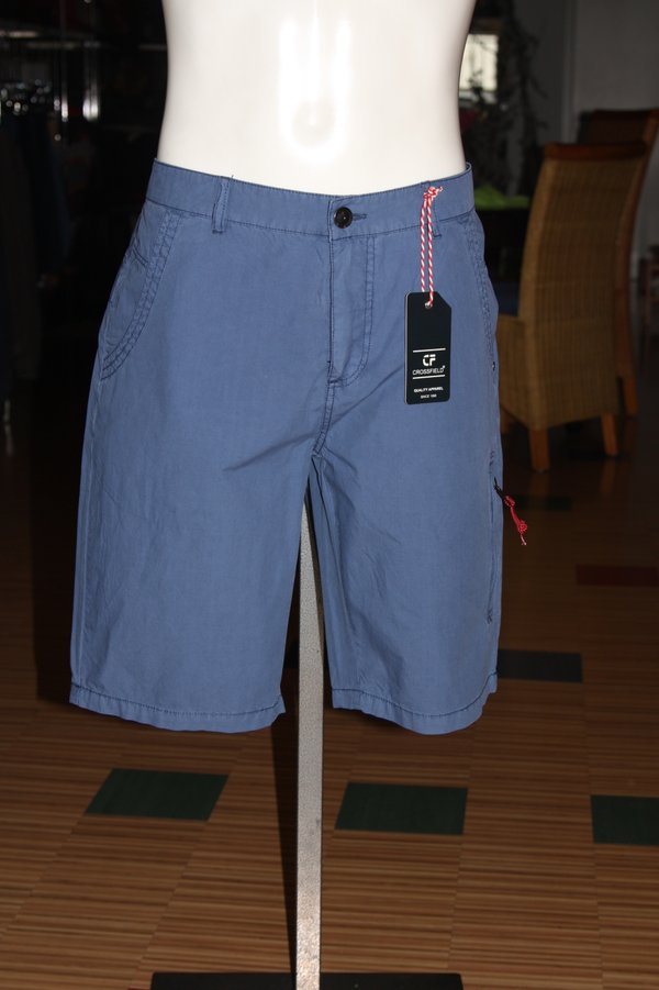 Crossfield Herren 5-Pocket-Bermuda mit seitlichem Zipp, seitliche Taschen Blue