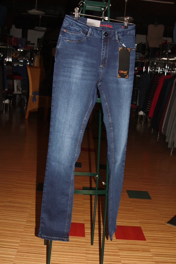 Colac  Damen-Jeans, Jenny blue black denim ,Higwaisth, blacke Denim,  schmales Bein