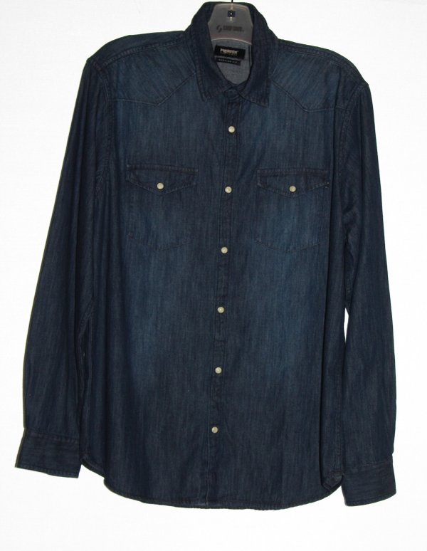 Pioneer  Herren-1/1 Jeans-Hemd, Regular fit, indigo stonewash