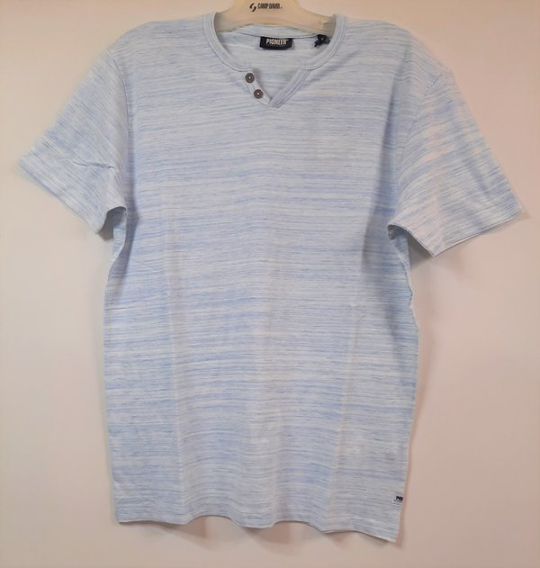Herren-1/2-T-Shirt Henley, regular fit, powder blue muster