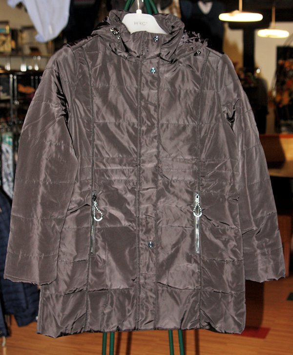 Damen Winter-Jacke mit abnehmbarer Kapuze ,Stehkragen, schwarz