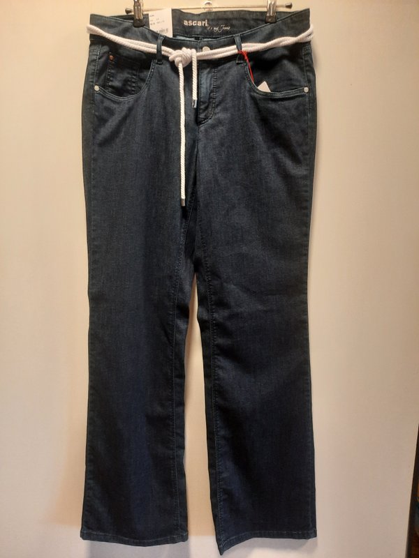 Ascari Kuba Damen-Jeans, New-Fit, dark blue mit weißer Kordel