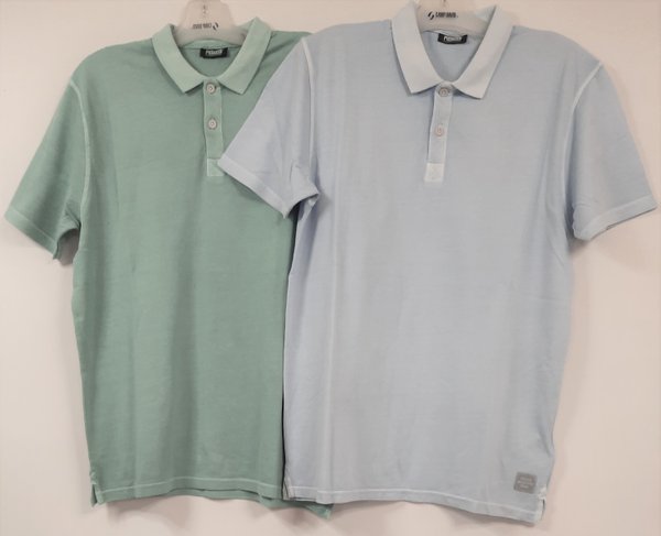 Herren-1/2 Polo Shirt, regular fit, lagoon washed, powder blue washed