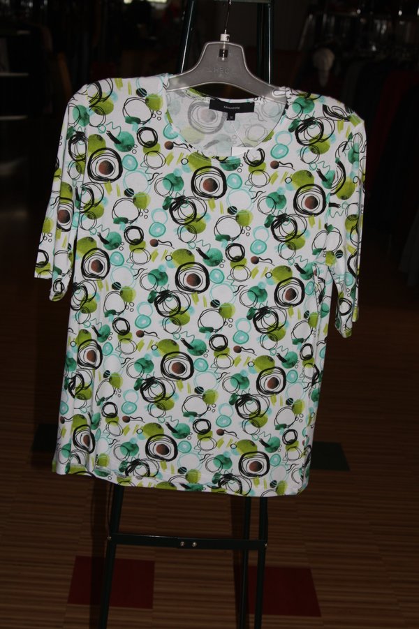 Damen  Komfort RH-Shirt 1/2 multicolor, grün,mint,weiß