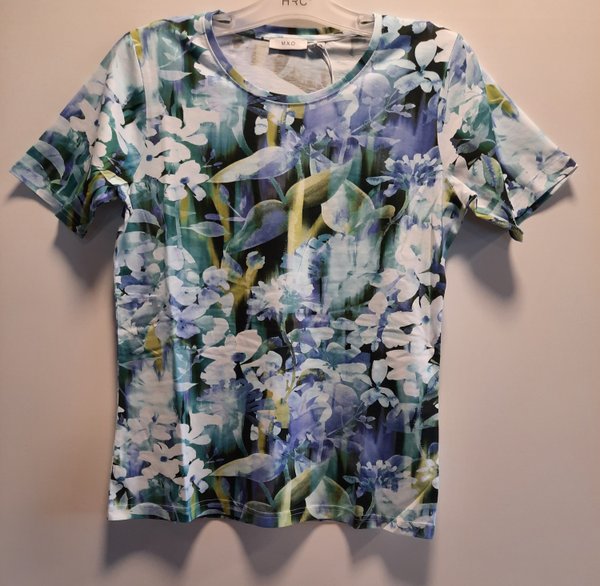 M.X.O Damen Komfort Shirt 1/2 mit Muster, blue/green